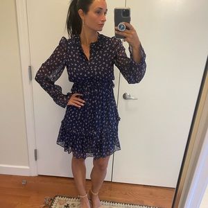 Other Stories navy dress with pink floral pattern